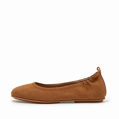 Fitflop Women's ALLEGRO Suede Ballet Flats - Light Brown, OE1593728
